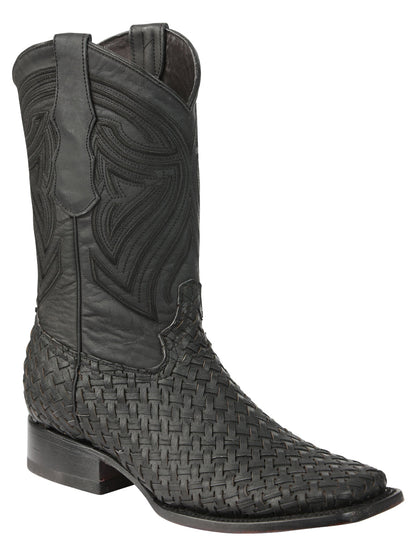 El General Men’s Leather Rodeo Boots Petatillo - Black 45400