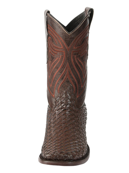 El General Men’s Leather Rodeo Boots Petatillo - Brown 45401