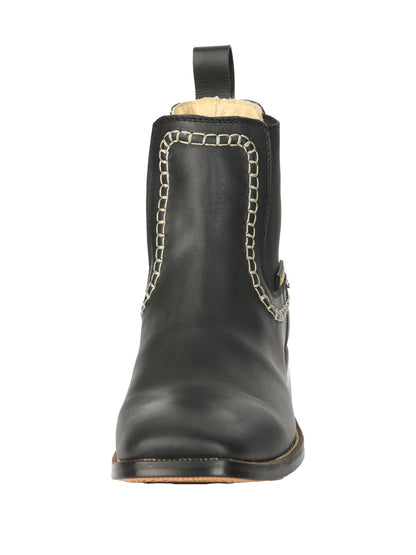 El General Men’s Leather Ankle Boots - Black 45420
