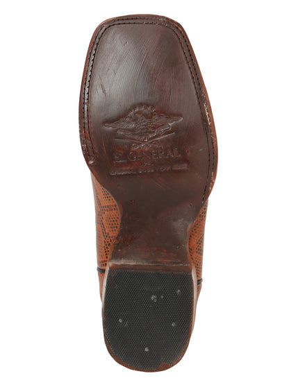 El General Men’s Python Imitation Rodeo Boots - Cognac 45435