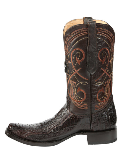 El General Men's Exotic Ostrich Leg Cowboy Boots - Brown 45511