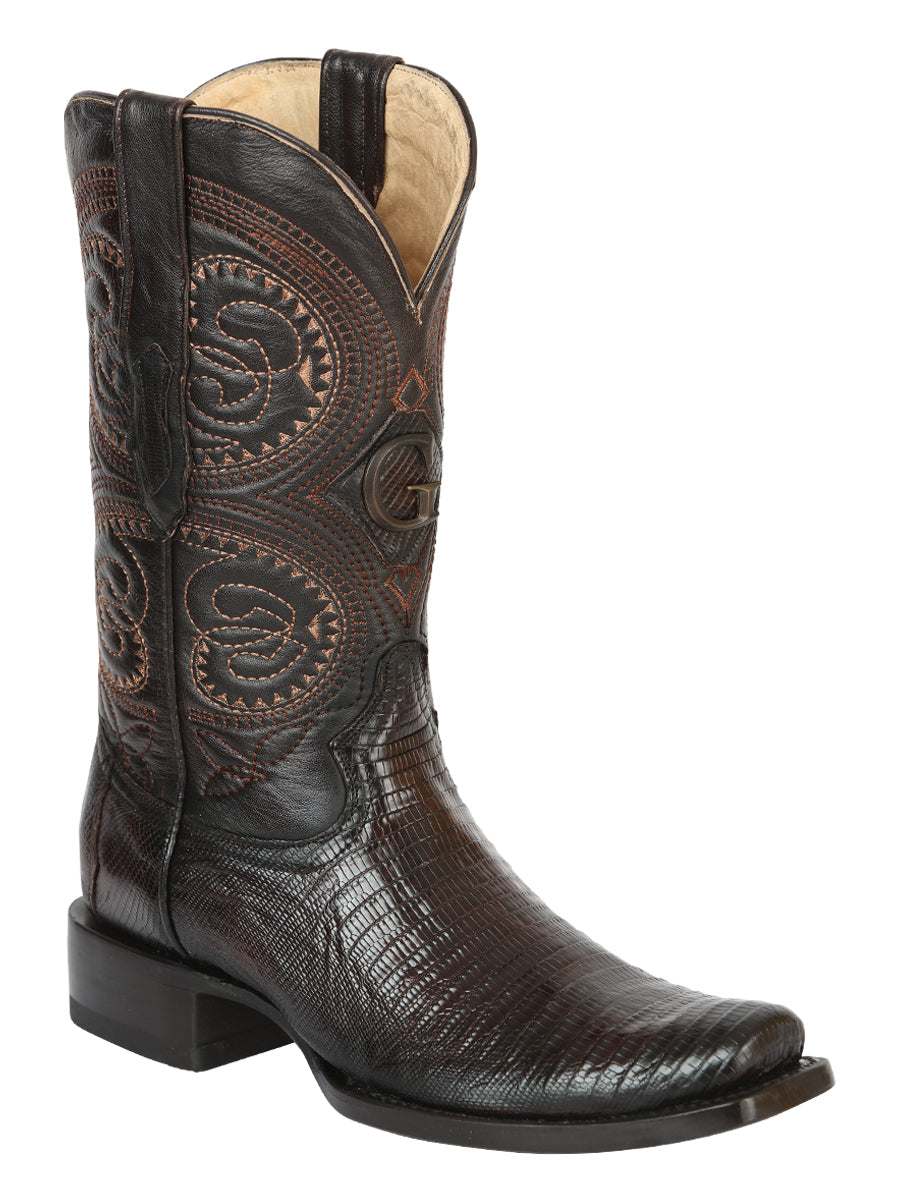 El General Men's Exotic Lizard Cowboy Boots - Brown 45513 – El