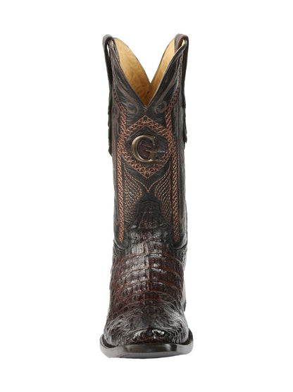 El General Men's Exotic Caiman Nuca Cowboy Boots - Brown 45522