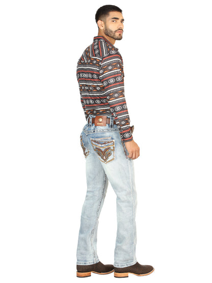 Centenario Men's Premium Denim Boot Cut Pants - Light Blue 45531