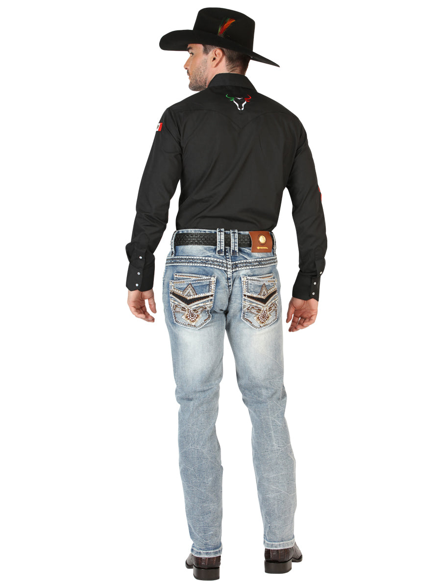 Centenario Men's Premium Denim Boot Cut Pants - Black 45532
