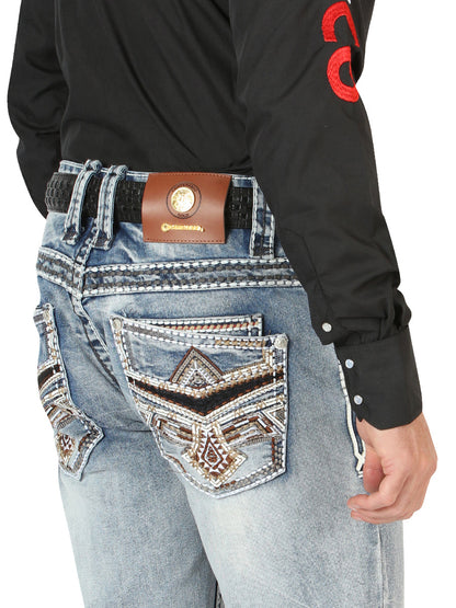 Centenario Men's Premium Denim Boot Cut Pants - Black 45532