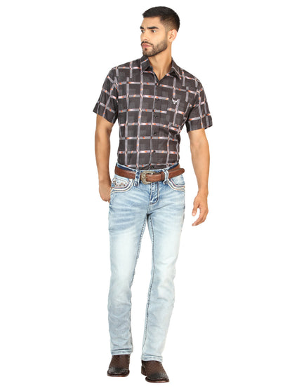 Centenario Men's Premium Denim Boot Cut Pants - Medium Blue  45533