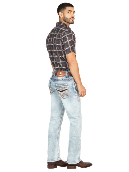 Centenario Men's Premium Denim Boot Cut Pants - Medium Blue  45533