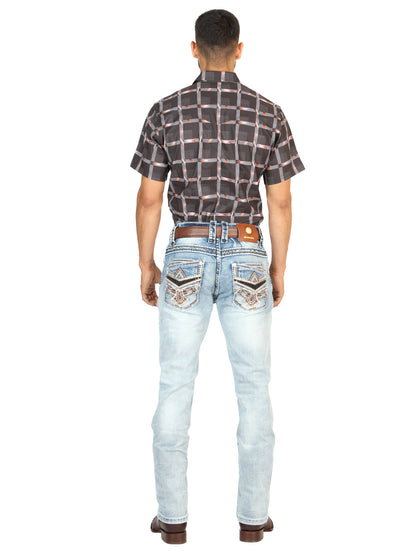 Centenario Men's Premium Denim Boot Cut Pants - Medium Blue  45533