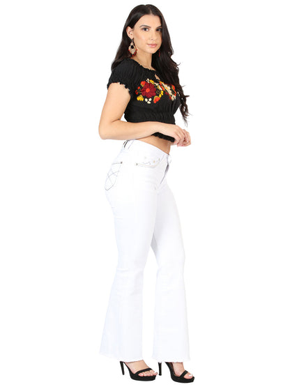 Centenario Women's White Bootcut Denim Jeans 45545