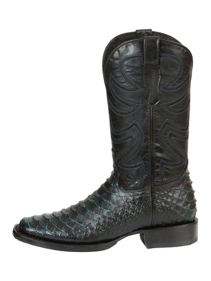 El General Men’s Rodeo Boot Imitation Python - Black/Blue 45564