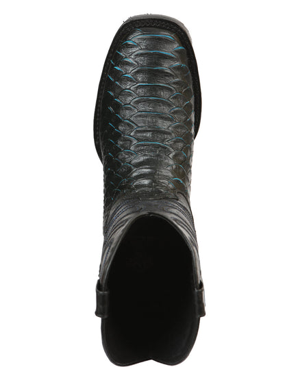 El General Men’s Rodeo Boot Imitation Python - Black/Blue 45564
