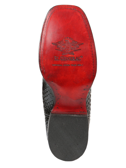 El General Men’s Rodeo Boot Imitation Python - Black/Red 45565