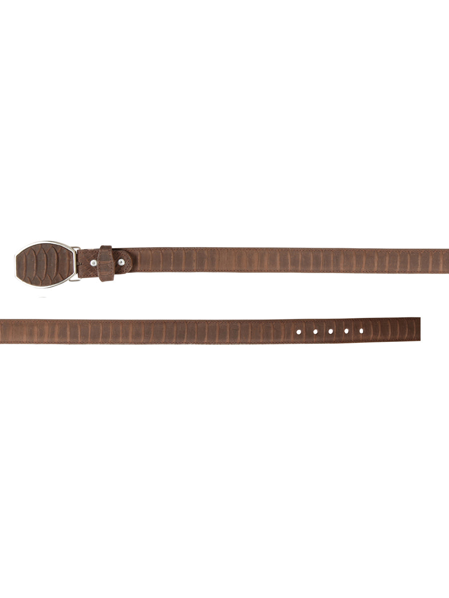 Men’s Western Belt El General Imitation Python - Brown 45570