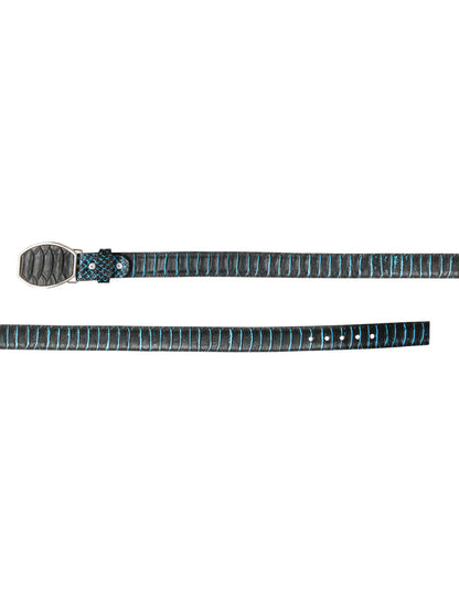Men’s Western Belt El General Imitation Python - Black/Blue 45572