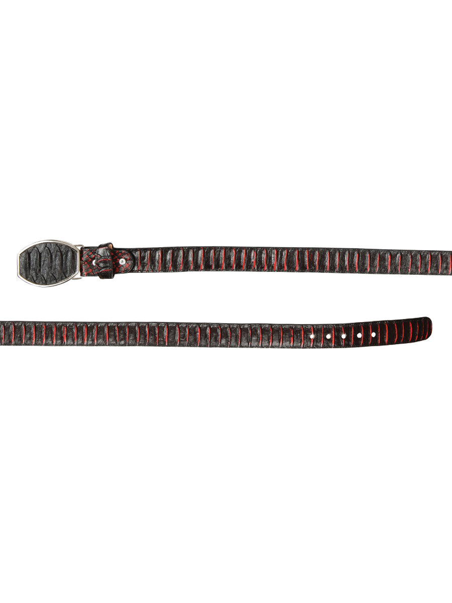 Men’s Western Belt El General Imitation Python - Black/Red 45573