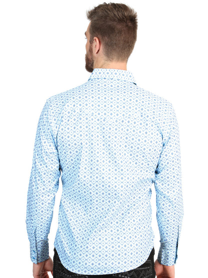 El General Men’s Long Sleeve Western Shirt - Blue 45600