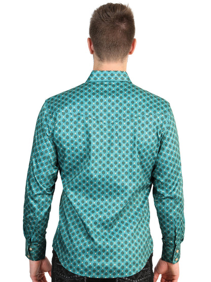 El General Men’s Long Sleeve Western Shirt - Mint 45605