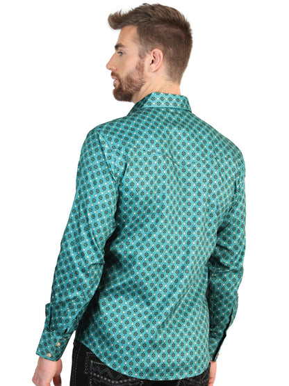 El General Men’s Long Sleeve Western Shirt - Mint 45605