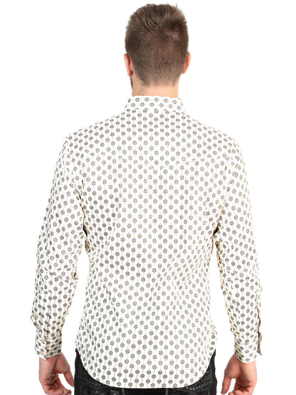El General Men’s Long Sleeve Western Shirt - Beige 45606