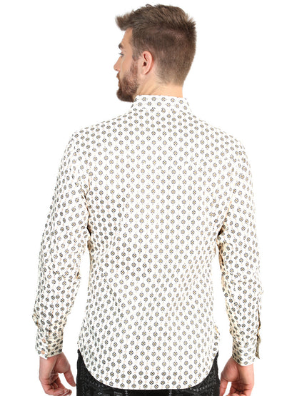 El General Men’s Long Sleeve Western Shirt - Beige 45606
