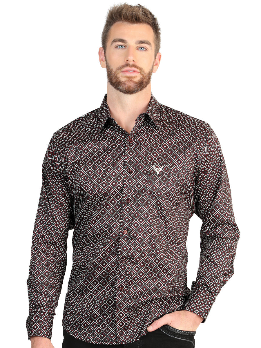 El General Men’s Long Sleeve Western Shirt - Royal Blue 45607