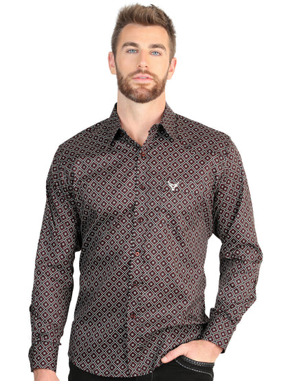 El General Men’s Long Sleeve Western Shirt - Royal Blue 45607