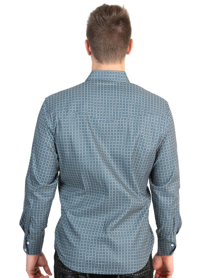 El General Men’s Long Sleeve Western Shirt - Teal 45611