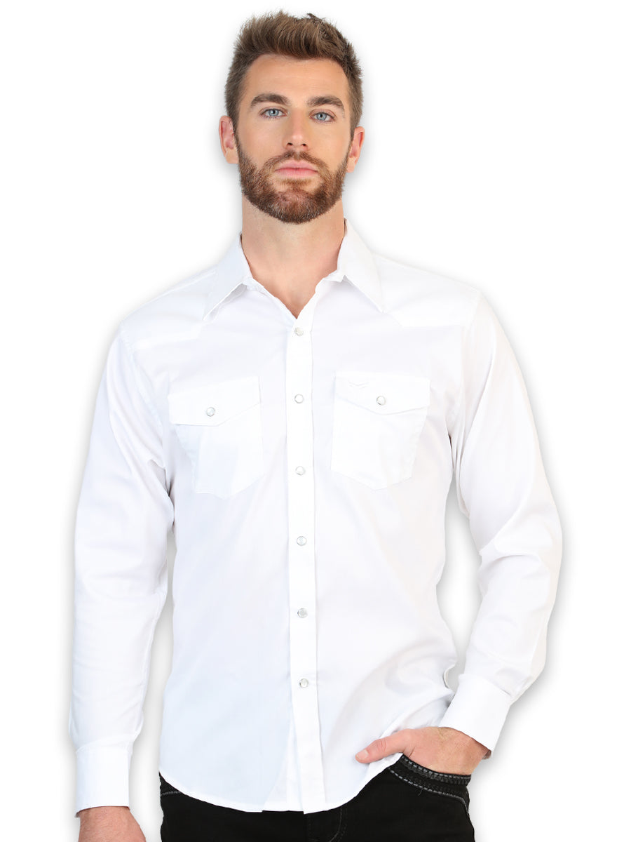 El General Men’s Long Sleeve Western Shirt - White 45613