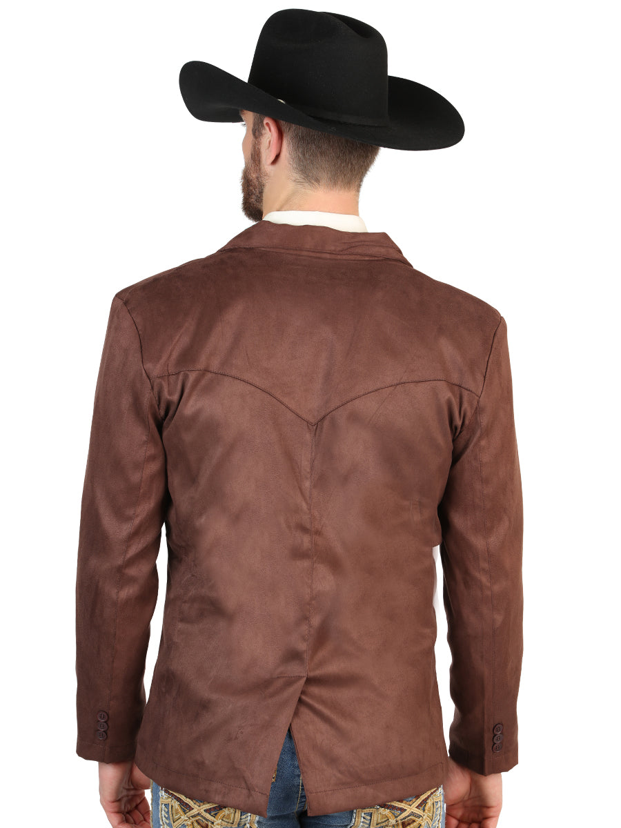 El General Men’s Brown Suede Western Blazer 45637