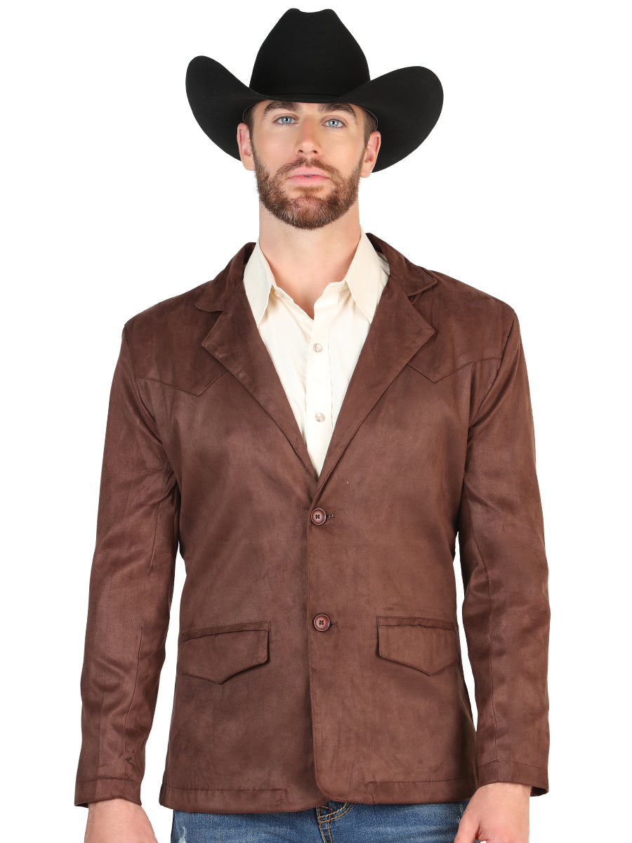 El General Men’s Brown Suede Western Blazer 45637