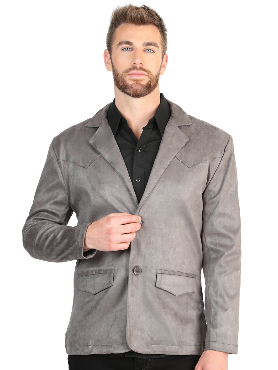 El General Men’s Gray Suede Western Blazer 45638