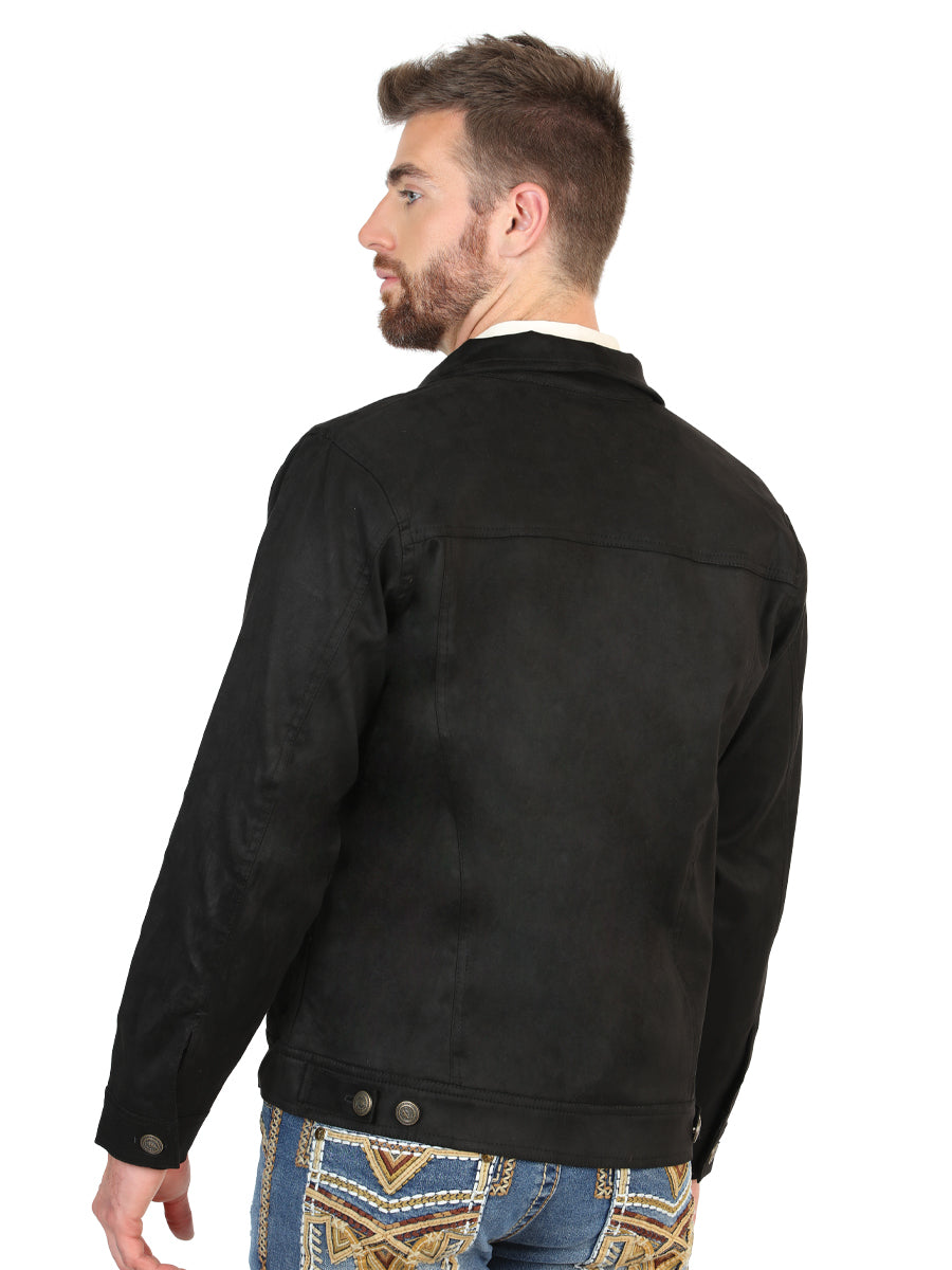 El General Men’s Suede Buttoned Jacket - Black 45650