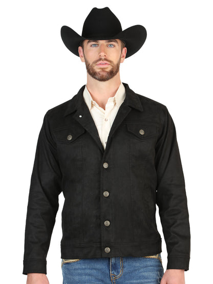 El General Men’s Suede Buttoned Jacket - Black 45650