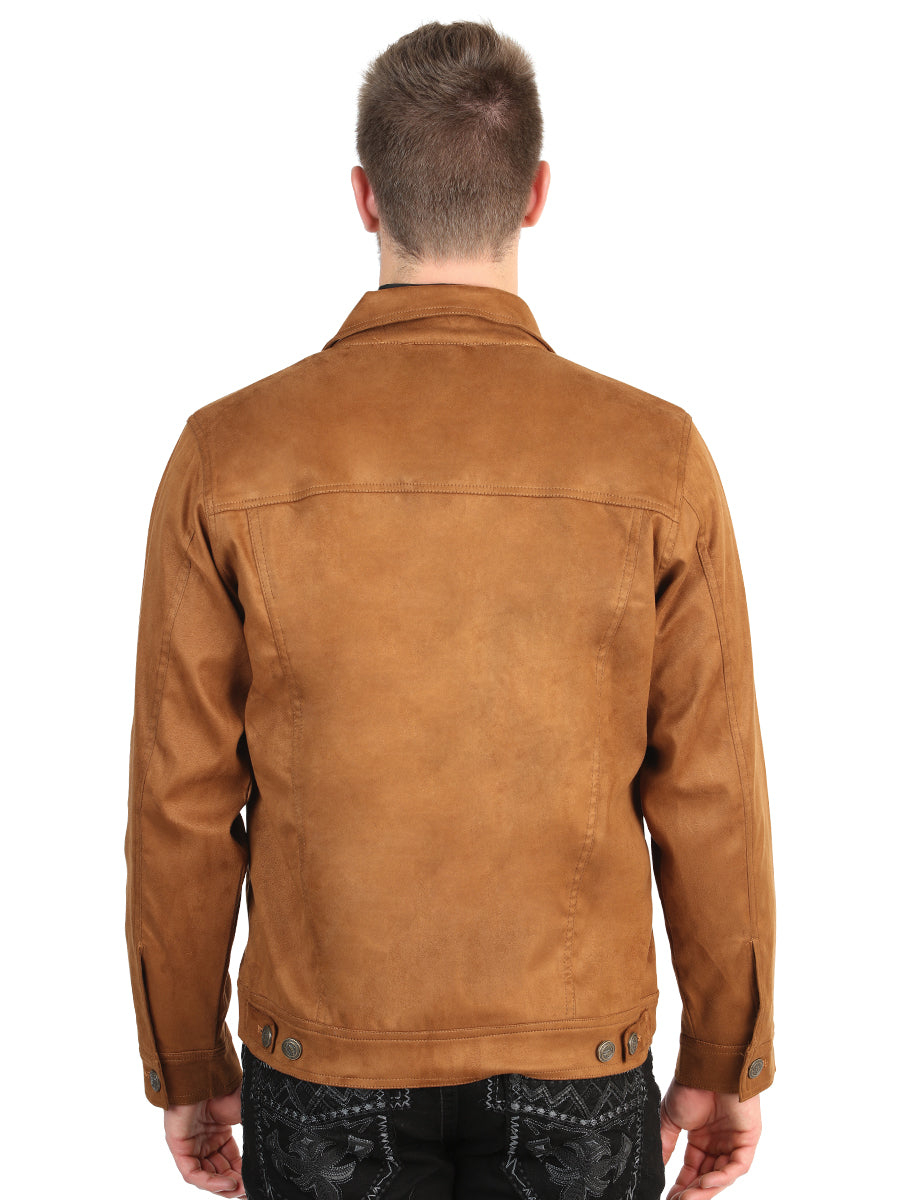 El General Men’s Suede Buttoned Jacket - Tan 45651