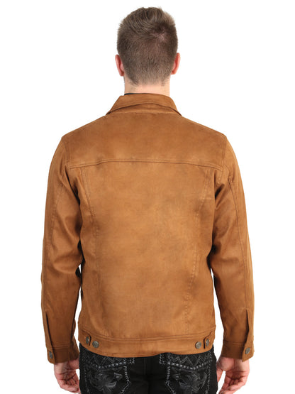 El General Men’s Suede Buttoned Jacket - Tan 45651
