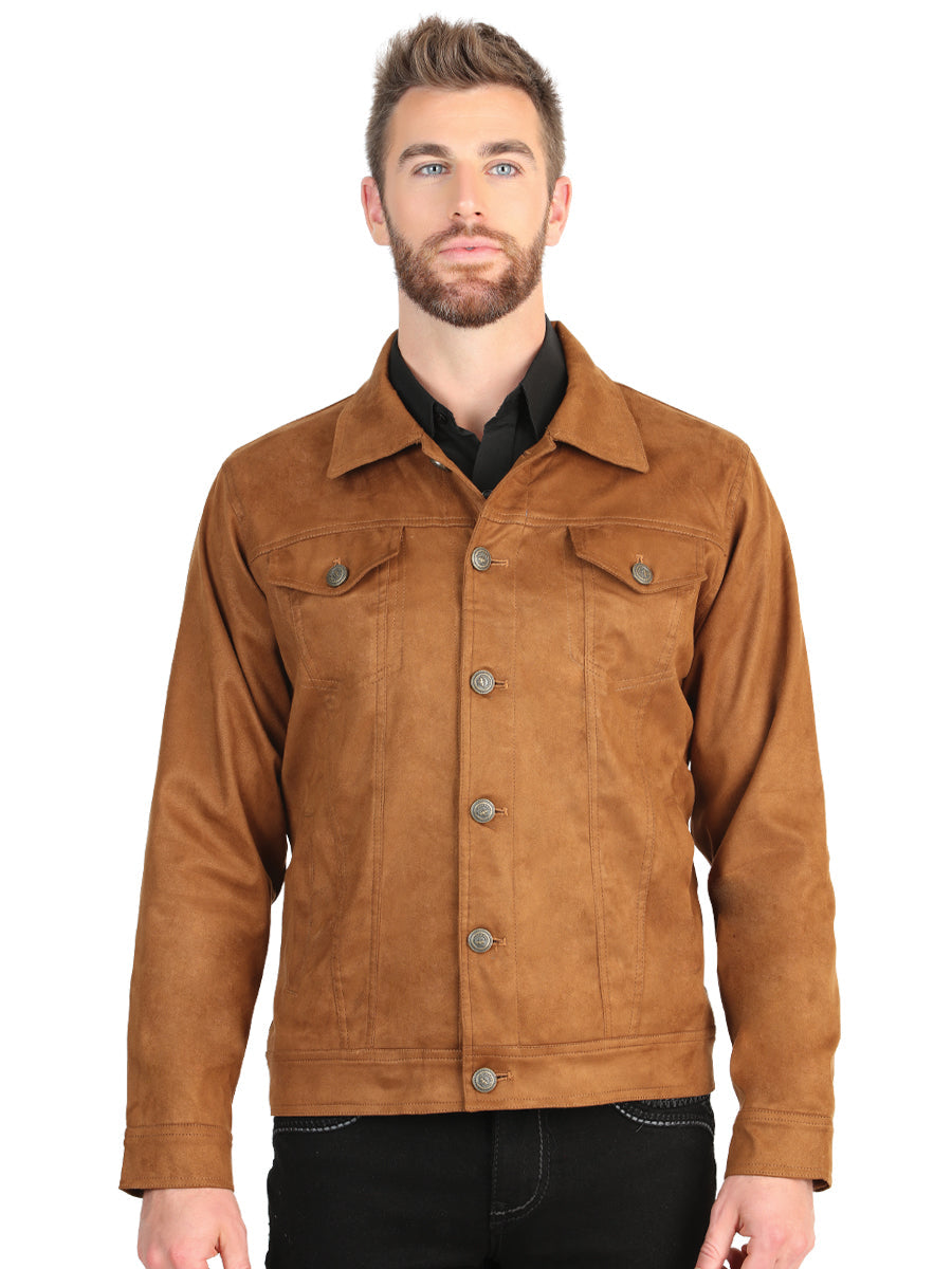 El General Men’s Suede Buttoned Jacket - Tan 45651