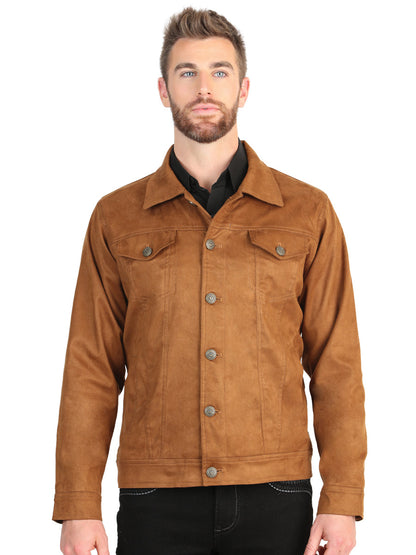 El General Men’s Suede Buttoned Jacket - Tan 45651