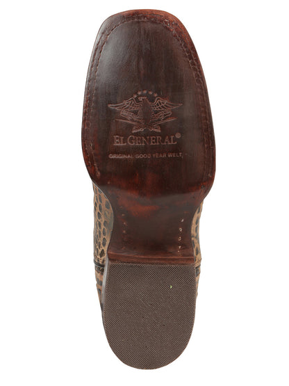El General Men’s Rodeo Boots - Caiman Belly Print - Tobacco 45664