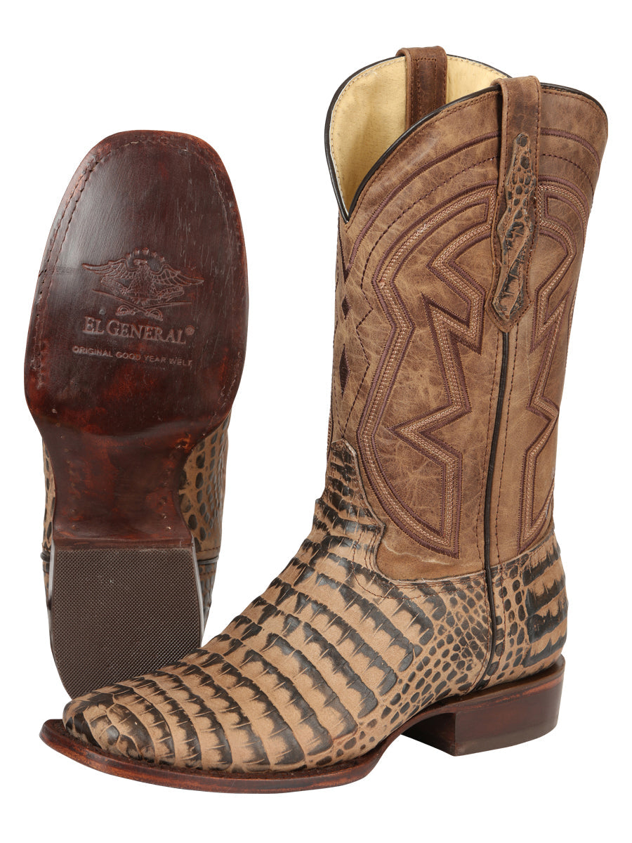 El General Men’s Rodeo Boots - Caiman Belly Print - Tobacco 45664