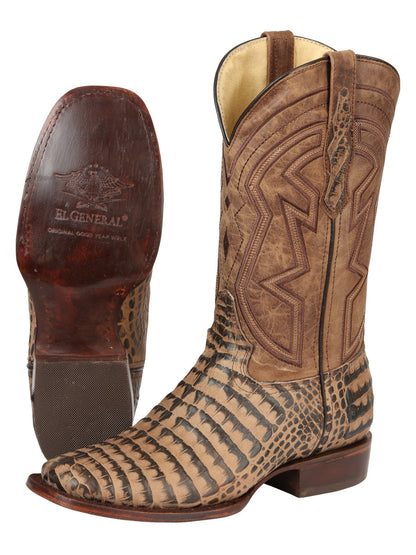 El General Men’s Rodeo Boots - Caiman Belly Print - Tobacco 45664