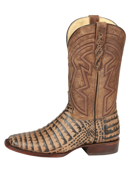 El General Men’s Rodeo Boots - Caiman Belly Print - Tobacco 45664