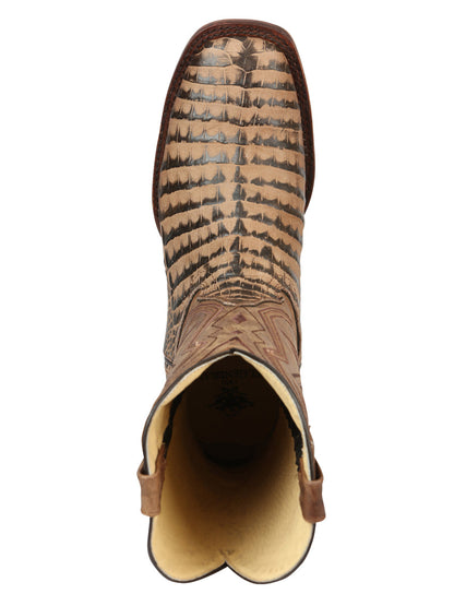 El General Men’s Rodeo Boots - Caiman Belly Print - Tobacco 45664