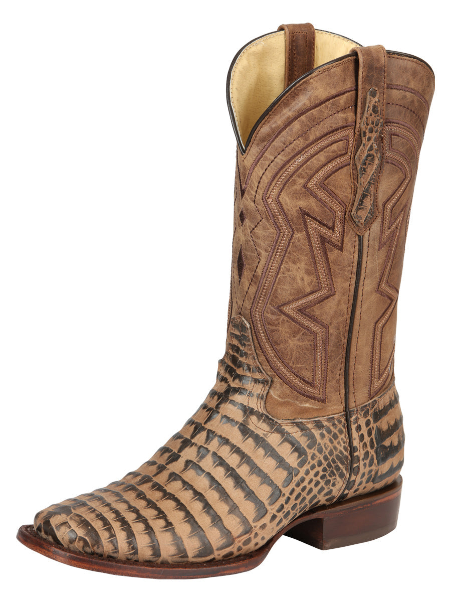 El General Men’s Rodeo Boots - Caiman Belly Print - Tobacco 45664