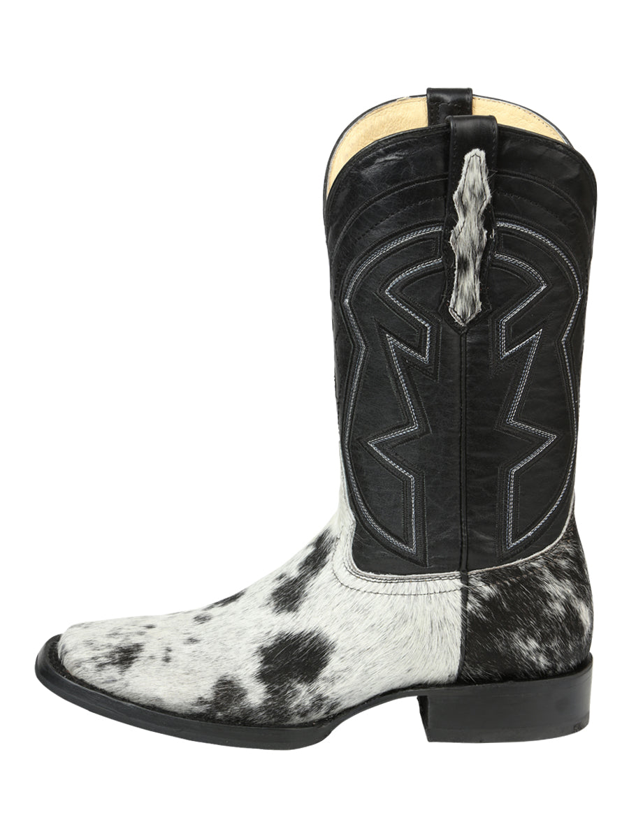 Men’s El General Rodeo Western Boots - Black/White Cowhide  45670
