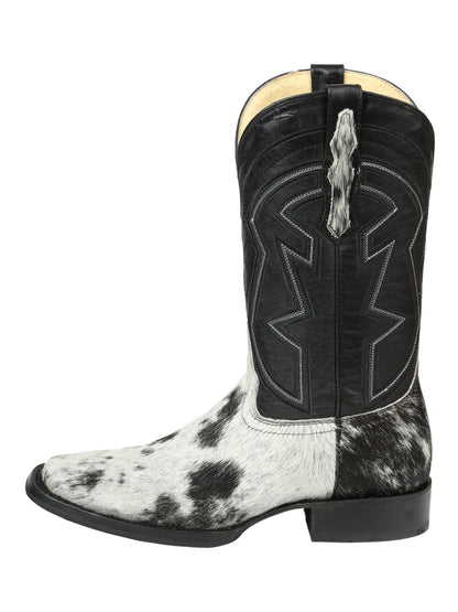 Men’s El General Rodeo Western Boots - Black/White Cowhide  45670