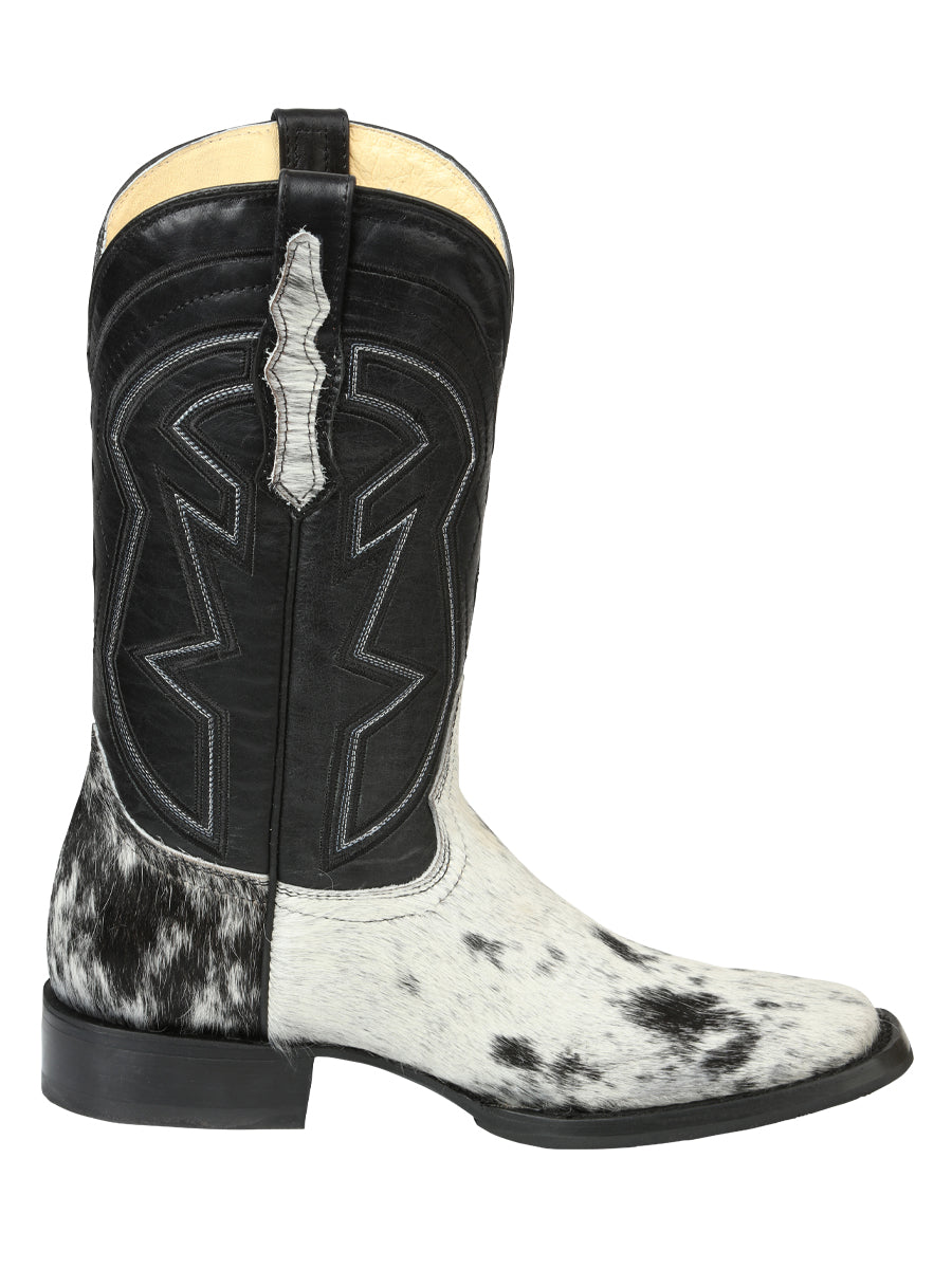 Men’s El General Rodeo Western Boots - Black/White Cowhide  45670