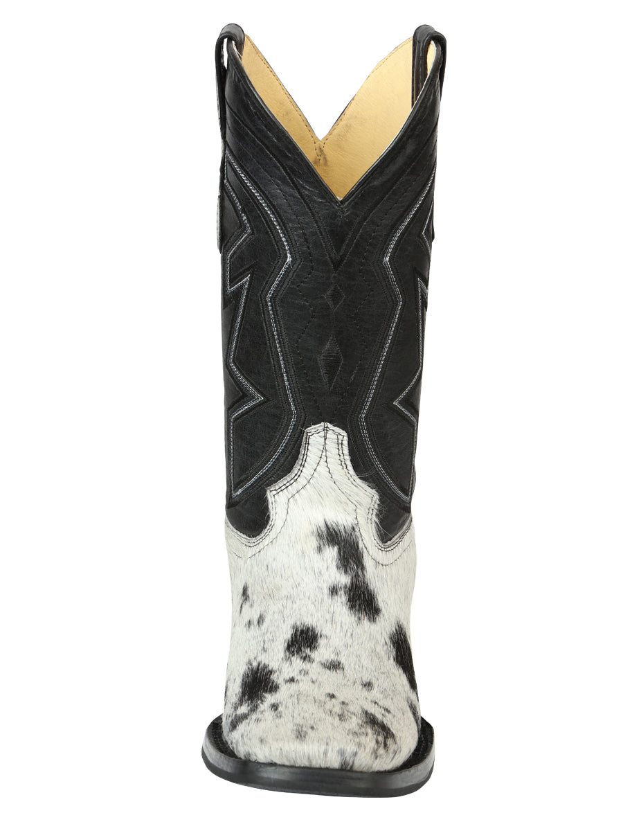 Men’s El General Rodeo Western Boots - Black/White Cowhide  45670