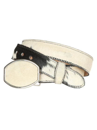El General Men’s Western Belt - Cowhide Hair Print - Black/White  45681
