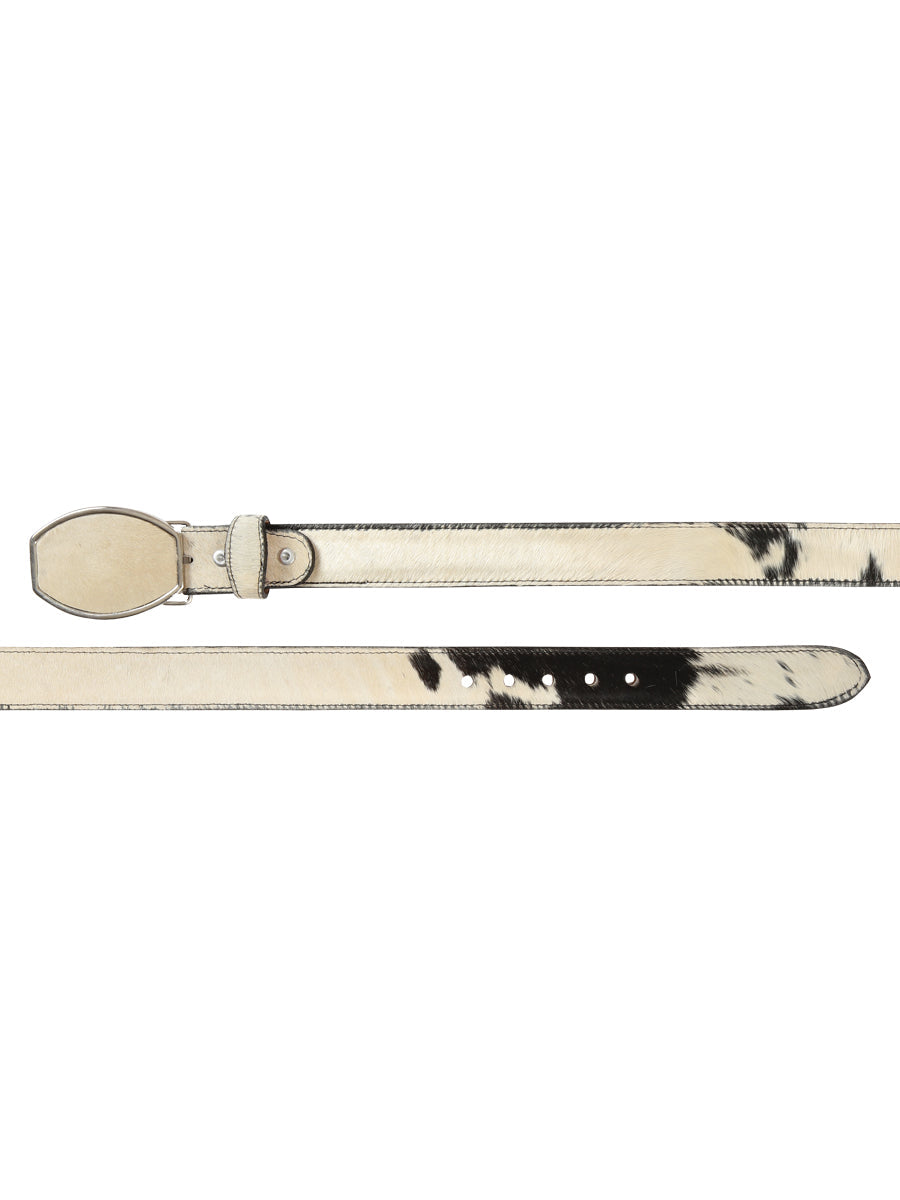 El General Men’s Western Belt - Cowhide Hair Print - Black/White  45681